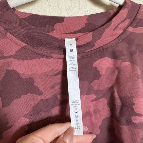 lululemon Perfectly Oversized Crew Sweatshirt Sz 8 Camo Brier Rose - Picture 5 of 5